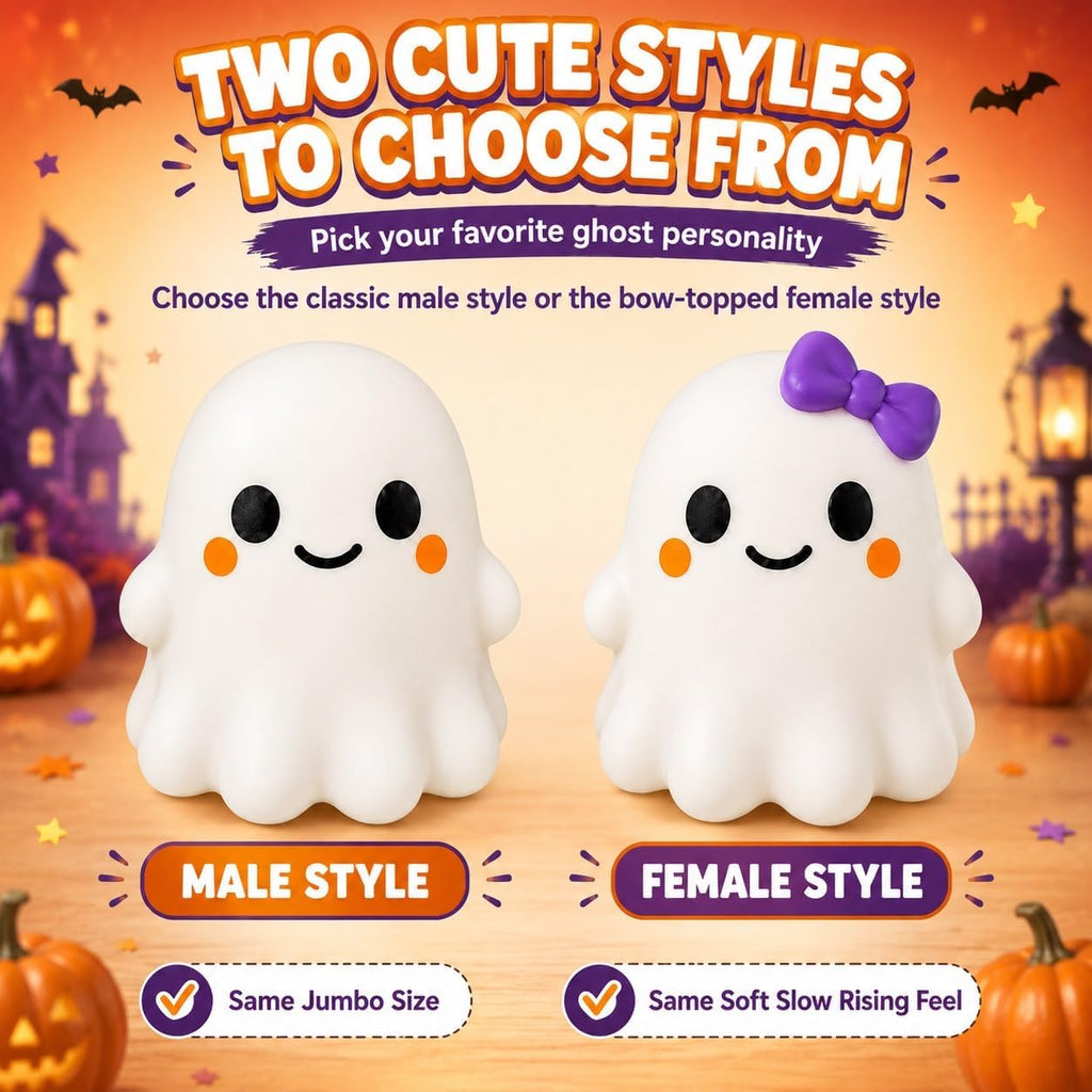 Halloween Ghost Squishy Toy, Cute Boy & Girl Character Variations, Satisfying Slow-Rise Sensory Fidget Squeeze Toy, Spooky Season Desk Buddy, Halloween Basket Stuffer, Non-Candy Trick-or-Treat Surprise, Party Favor & Cute Gift Idea, 1 Piece