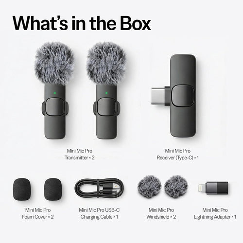 Latest Model – #1 Microphone for iPhone & Android, Wireless Mini Microphone, Clear Voice, Noise Cancelling, Lavalier Mic for ,YouTube & Interviews