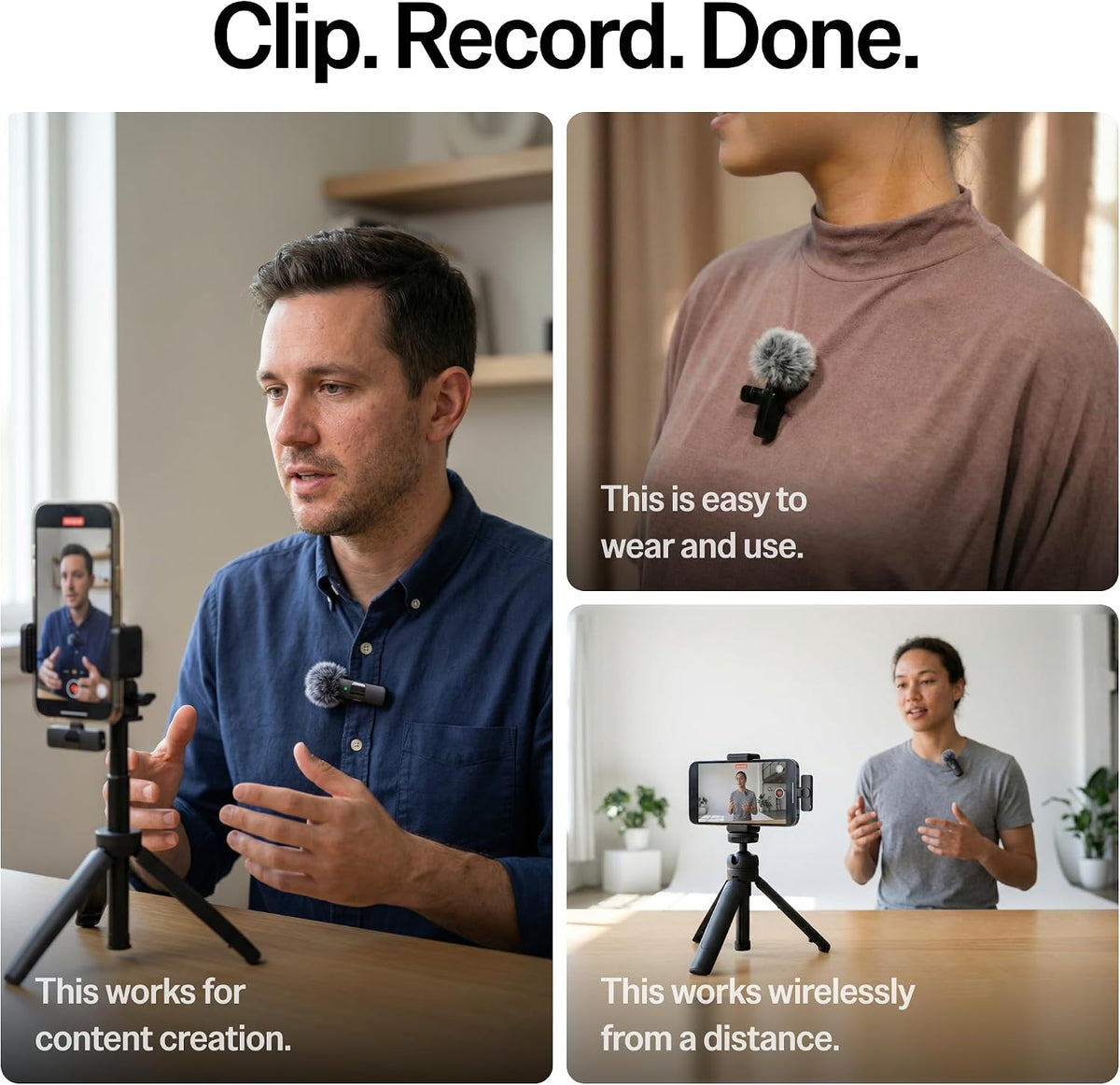Latest Model – #1 Microphone for iPhone & Android, Wireless Mini Microphone, Clear Voice, Noise Cancelling, Lavalier Mic for ,YouTube & Interviews