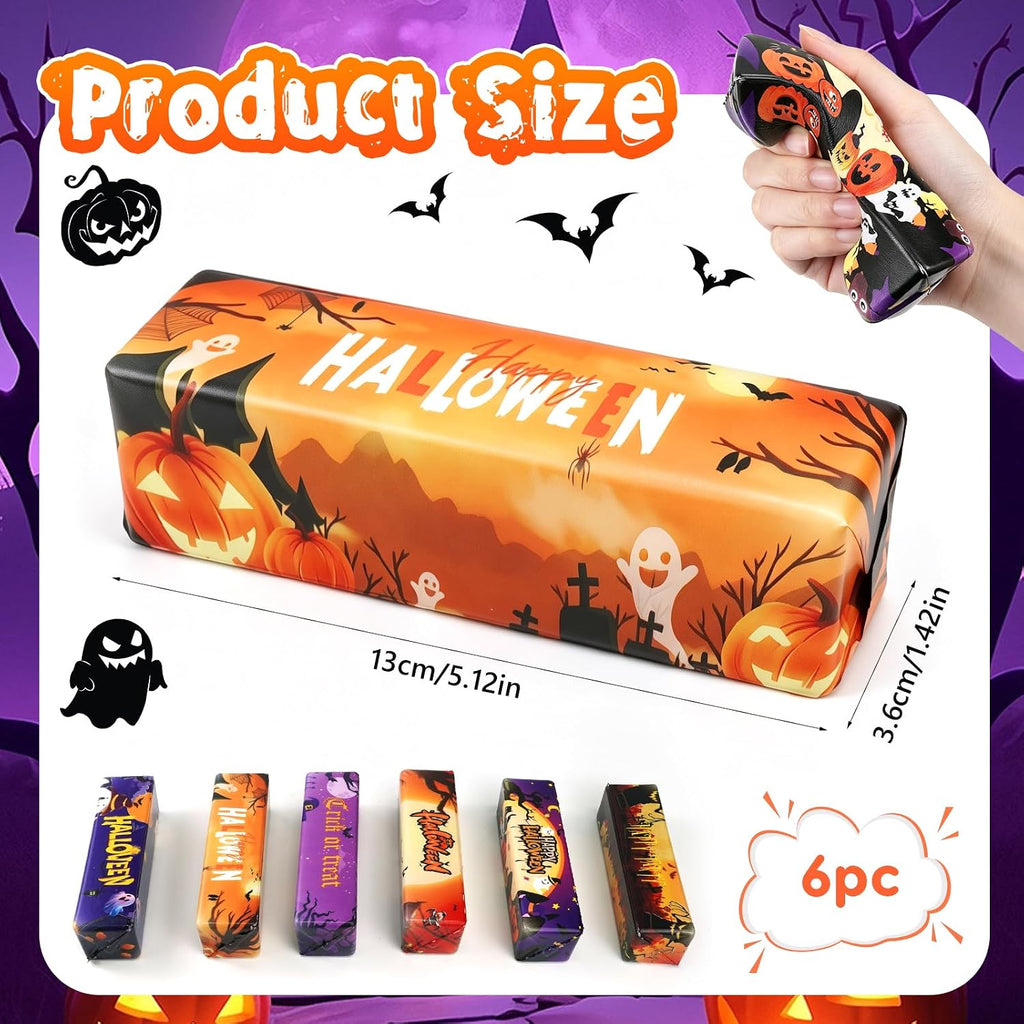 6-Pack Halloween Butter Squishy Toys, Super Soft Slow-Rising Sensory Fidget Squeeze Set, Spooky Ghost Novelty Stress Relief Toys for Kids, Teens & Adults, Trick-or-Treat Party Favors, Classroom Prizes & Holiday Gifts