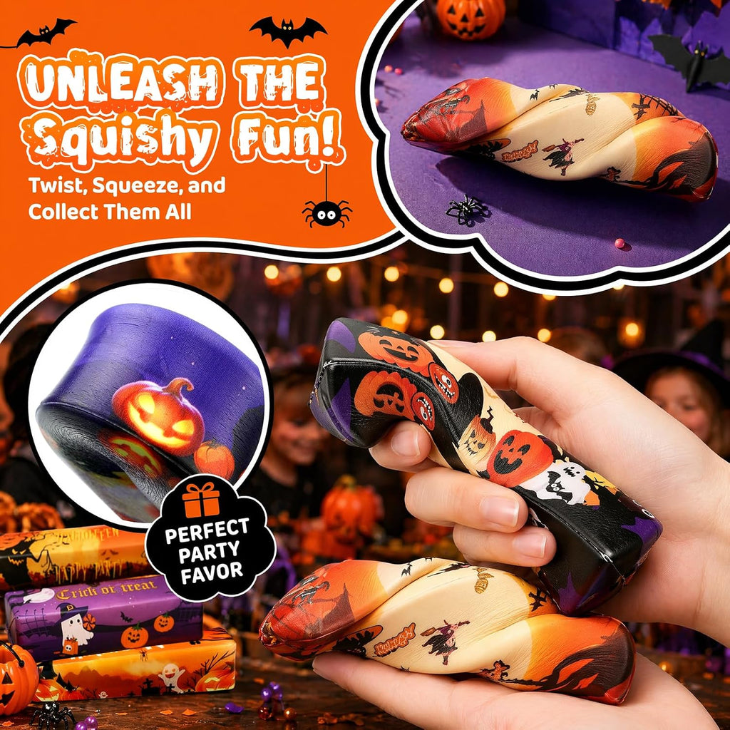 6-Pack Halloween Butter Squishy Toys, Super Soft Slow-Rising Sensory Fidget Squeeze Set, Spooky Ghost Novelty Stress Relief Toys for Kids, Teens & Adults, Trick-or-Treat Party Favors, Classroom Prizes & Holiday Gifts