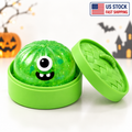 New 1-Pcs Green Monster Glitter Dumpling Squishy Toy with Steamer Case – So Satisfying Slow-Rise Sensory Fidget Squeeze Toy, Cute Cyclops Desk Buddy, Halloween Basket Stuffer, Spooky Party Favor, Non-Candy Treat & Halloween Gift