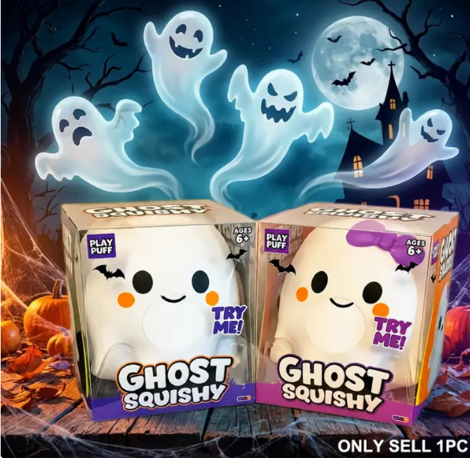 Halloween Ghost Squishy Toy, Cute Boy & Girl Character Variations, Satisfying Slow-Rise Sensory Fidget Squeeze Toy, Spooky Season Desk Buddy, Halloween Basket Stuffer, Non-Candy Trick-or-Treat Surprise, Party Favor & Cute Gift Idea, 1 Piece
