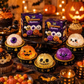 5-Pack Halloween Mystery Glitter Squishy Boo Crew Box – Slow-Rise Sensory Fidget Toys with Skull, Pumpkin, Eyeball, Ghost & Purple Monster, Spooky Basket Stuffers, Party Favors & Collectible Gift Set